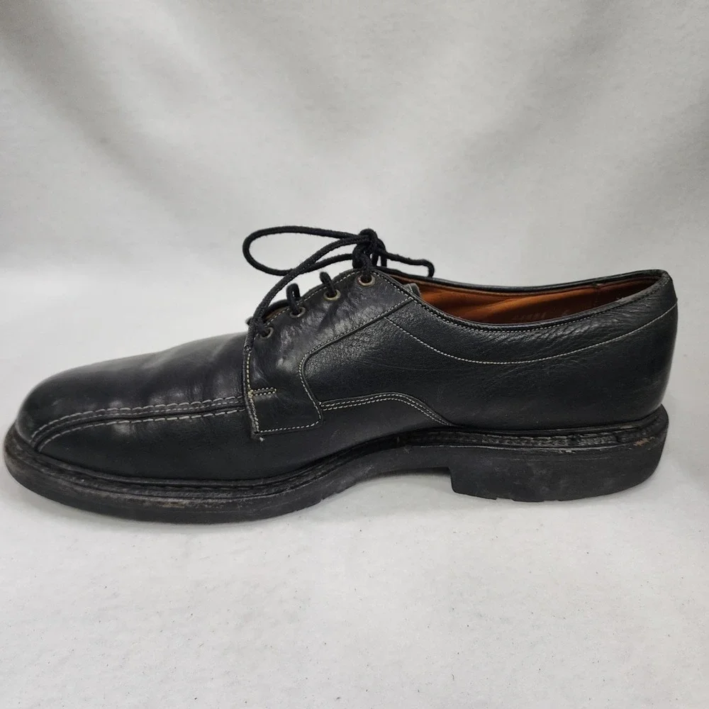 Allen Edmonds Mapleton Mens 11.5 B Derby Black Leather Bike Toe Dress Shoes